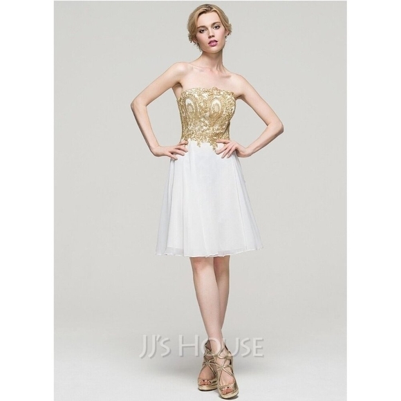 JJ"s House A-Line Strapless Knee-Length Chiffon Homecoming Dress Size US 8/EU 38 - Picture 7 of 12